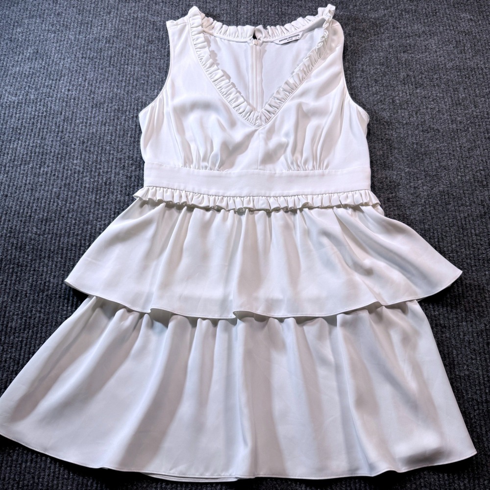 Amanda Uprichard Tiered Ruffle Dress Womens M White Romantic Bridal Shower